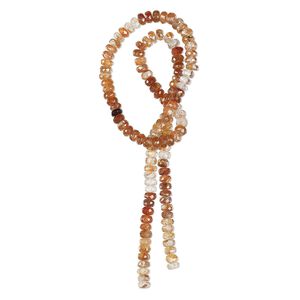 Multi-zircon 1pkg1, hand-cut faceted rondelle bead shaded white / orange / brown 14 inch 4x2mm-6x4mm