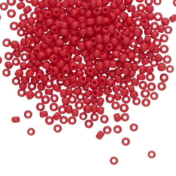 Seed bead, TOHO BEADS®, glass, pkg/7.5g, #11 round, opaque frosted pepper red (TR-11-45F). image number 0