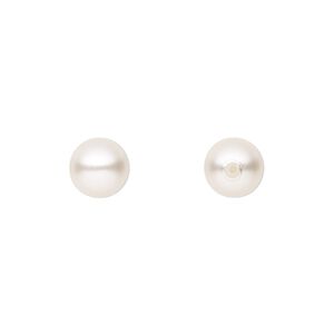 Pearl 10pk white, Preciosa Czech crystal 8mm half-drilled round