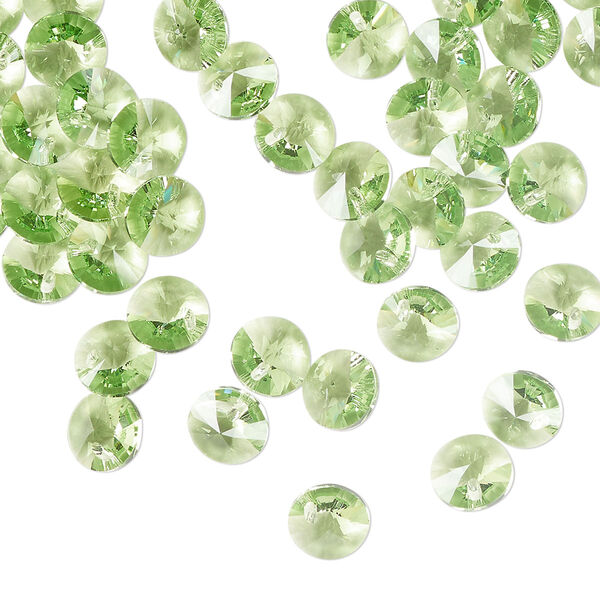 Drop 720pk peridot, Swarovski® ReCreated™ 6mm pendant mini disk 6428 image number 1