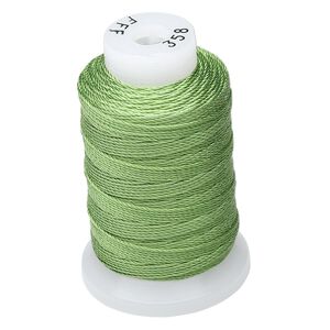 Thread, Purely Silk™, bright green, size FFF. Sold per 92-yard spool.