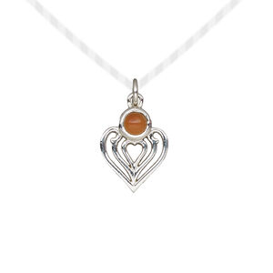 Carnelian / sterling silver 1pkg1, heart drop antiqued 14x11mm