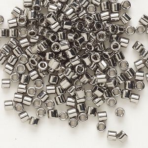 Seed bead, Delica®, glass, pkg/50g, #8 round, opaque nickel-plated (DBL-0021).