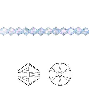 Bead 48pk aquamarine shimmer 2X, Crystal Passions® 4mm bicone 5328
