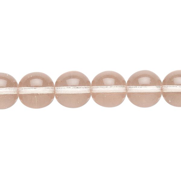 Bead, Czech glass druk, transparent light rose, 10mm round. Sold per 15-1/2" to 16" strand. image number 0