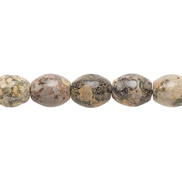 Bead, leopardskin jasper (natural), 10x8mm oval, B grade, Mohs hardness 6-1/2 to 7. Sold per 15-1/2" to 16" strand. image number 0