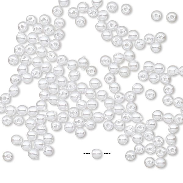 Bead, acrylic pearl, white, 2.5mm round. Sold per pkg of 160. image number 0