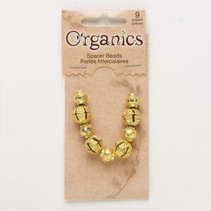 Bead, gold-finished "pewter" (zinc-based alloy), 8x8mm matte lantern and 12x10mm matte saucer with lotus design. Sold per pkg of 9.