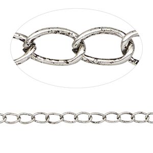 Chain 1pkg1 silver-plated curb, 4mm, antique steel 5 foot unfinished