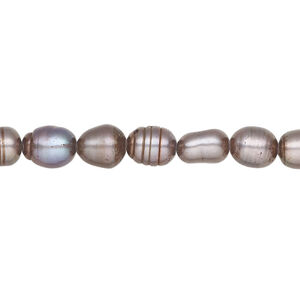 Freshwater pearl 1pkg1 rice, 15 inch dark silver peacock 5-6mm cultured