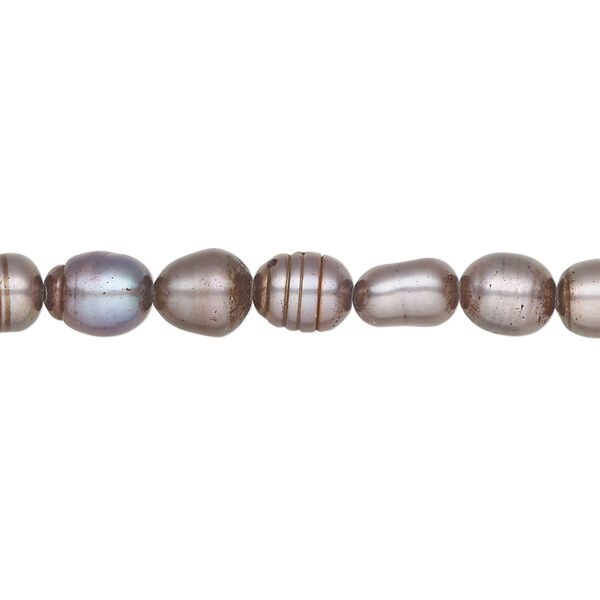 Freshwater pearl 1pkg1 rice, 15 inch dark silver peacock 5-6mm cultured image number 0