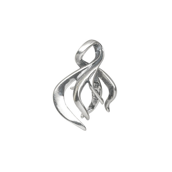 Bail, ice-pick, lightly antiqued sterling silver, 18x13mm twisted branch, 5mm grip length. Sold individually. image number 0