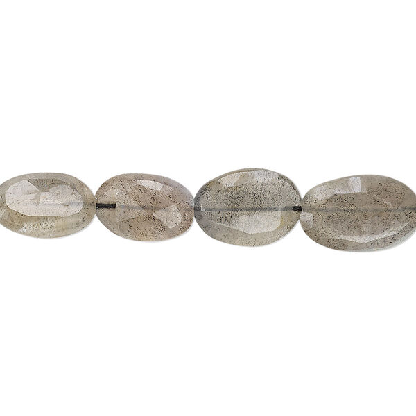 Labradorite 1pkg1, hand-cut faceted puffed oval bead natural C+ grade, 8 inch 9x7mm-14x9mm image number 0