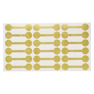 Jewelry tag, Rhino Skin DuPont™ Tyvek®, polyethylene, gold, 7/16 inches round, 1-7/8 inches overall. Sold per pkg of 1,000.
