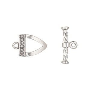 Clasp toggle 1pkg1 sterling silver, 14.5x14mm curved triangle, antiqued 1-strand