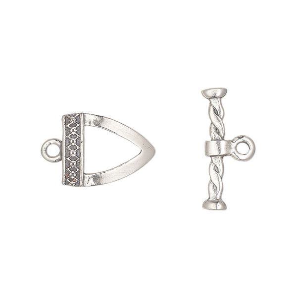 Clasp toggle 1pkg1 sterling silver, 14.5x14mm curved triangle, antiqued 1-strand image number 0