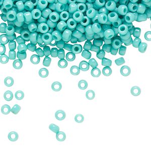 Seed bead, TOHO BEADS®, glass, pkg/250g, #8 round, opaque turquoise (TR-08-55).