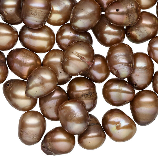 Pearl, cultured freshwater pearl (dyed), lilac bronze, 9x7mm-11x8mm top-drilled teardrop , C- grade, Mohs hardness 2-1/2 to 4. Sold per 15" strand, approximately 70 beads. image number 0