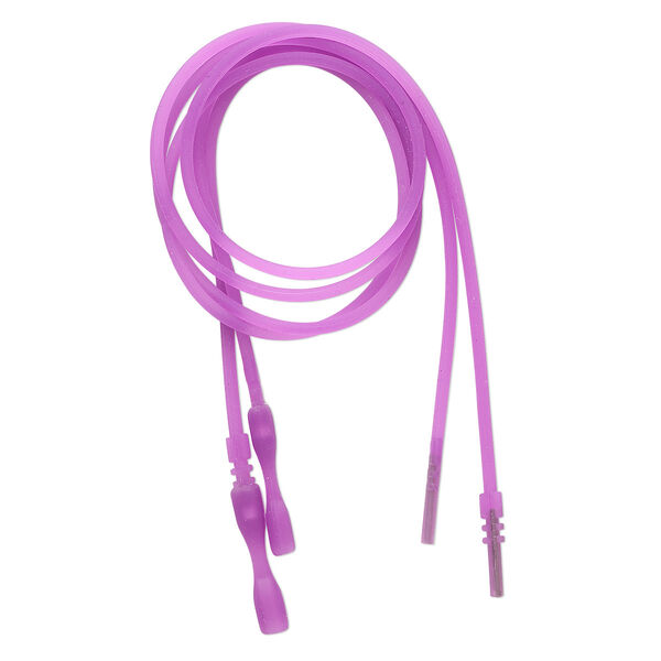 Necklace cord, silicone, translucent fuchsia, 2.2-2.5mm wide, 18 inches with snap closure. Sold per pkg of 4. image number 0