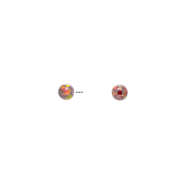 Bead, Mexican "opal" (silica and epoxy) (man-made), multicolored, 4mm half-drilled round. Sold per pkg of 2. image number 0