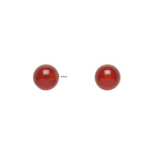 Carnelian 1pkg2, half-drilled round bead 6mm