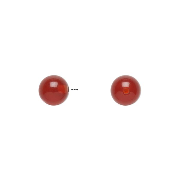 Carnelian 1pkg2, half-drilled round bead 6mm image number 0