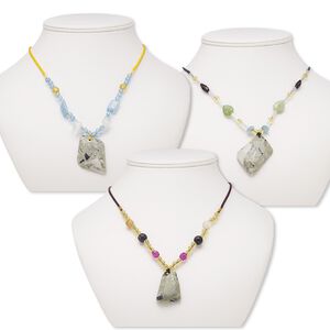 Green earth "jasper" / multi-gemstone / acrylic 1pkg3, freeform continuous necklace 20-24 inch mix 33x31mm-49x37mm
