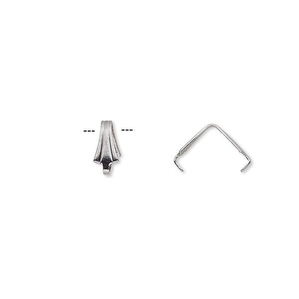 Bail, ice-pick, antique silver-plated brass, 8x3.5mm, 6mm grip length. Sold per pkg of 100. image number 0