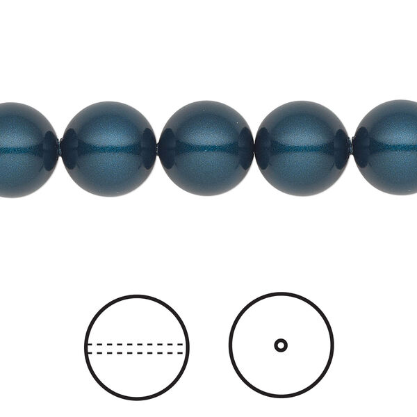 Pearl 100pk petrol, Swarovski® 10mm round 5810 image number 0