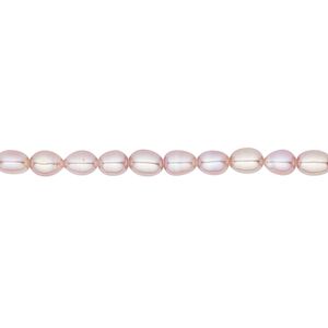 Pearl, White Lotus™, cultured freshwater, mauve, 3.8-4mm rice, B grade, Mohs hardness 2-1/2 to 4. Sold per 15-1/2" to 16" strand.