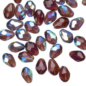 Bead Celestial Crystal® 1pkg60, 8x6mm teardrop / 66 facets, translucent amethyst purple AB