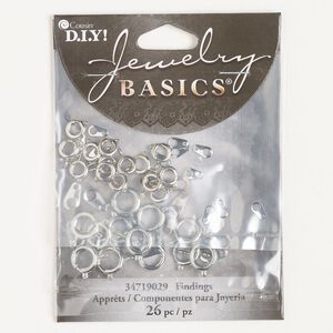 Springring mix 1pkg26, 6-9mm round, silver-finished steel clasp1-strand