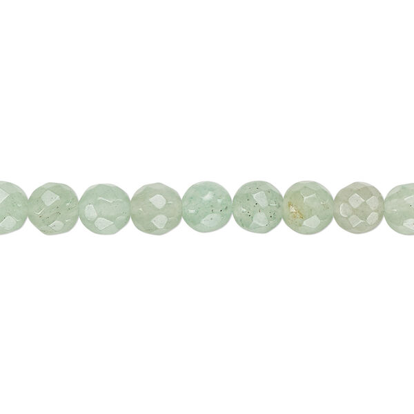 Bead 1pkg1 green aventurine, 6mm faceted round B grade, 15.5-16 inch natural light to medium image number 0