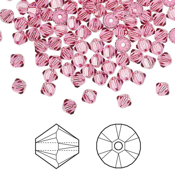 Bead 144pk rose, Crystal Passions® 4mm bicone 5328 image number 0