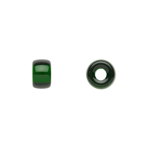 Bead, Czech pressed glass, emerald green, 9x6mm crow. Sold per 15-1/2" to 16" strand, approximately 70 beads. image number 0