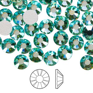 Flat back 12pk Caribbean Sea AB foil back, Preciosa MAXIMA Czech crystal hotfix rhinestone 7.069-7.272mm chaton rose round SS34