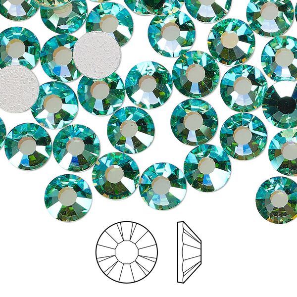 Flat back 12pk Caribbean Sea AB foil back, Preciosa MAXIMA Czech crystal hotfix rhinestone 7.069-7.272mm chaton rose round SS34 image number 0