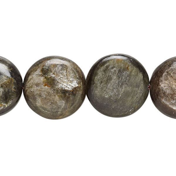 Bead, mica (coated), 16mm hand-cut puffed flat round, B grade, Mohs hardness 2. Sold per 15-1/2" to 16" strand. image number 0