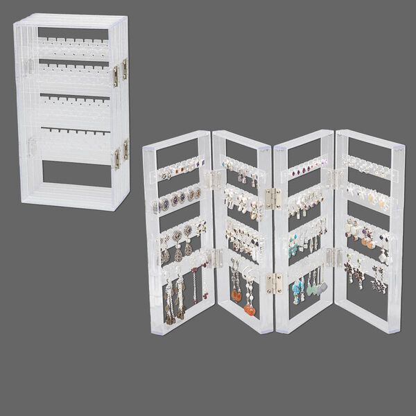 Display, earring, acrylic, clear, 9 x 19-3/4 x 5/8 inches assembled. Sold individually. image number 0
