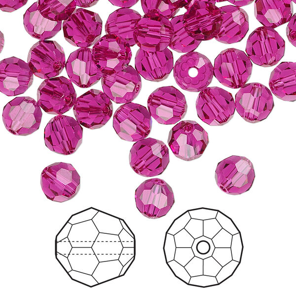 Bead 144pk fuchsia, Crystal Passions® 6mm round 5000 image number 0