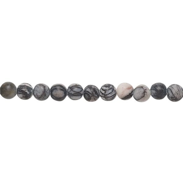 Black silk stone (onyx marble) 1pkg1, matte round bead natural 15.5-16 inch 4mm image number 0
