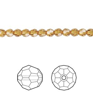Bead 12pk golden topaz, Crystal Passions® 4mm round 5000