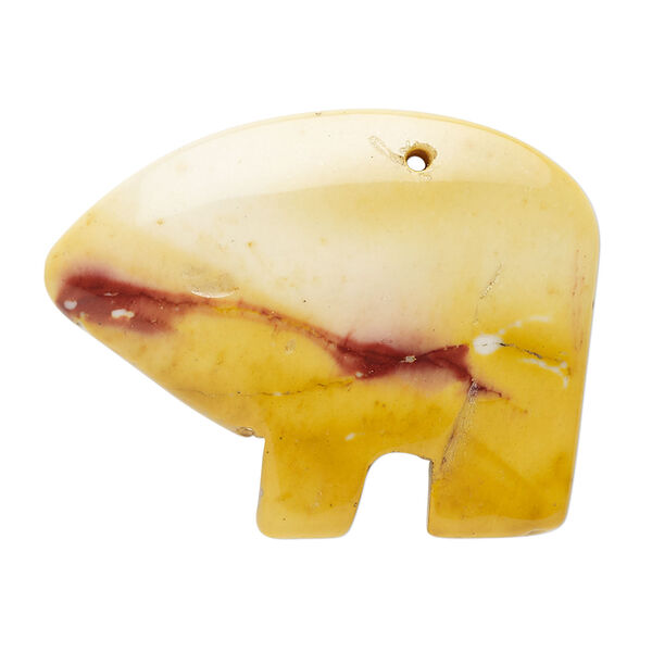 Moukaite jasper 1pkg1, top-drilled and half-drilled Zuni-style bear focal natural, 34x24mm-38x28mm image number 0