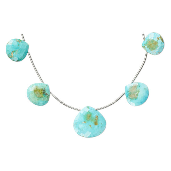 Imperial crown turquoise 1pkg5, hand-cut top-drilled faceted puffed teardrop bead natural C grade, 13-18mm image number 0