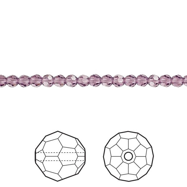 Bead 12pk amethyst, Crystal Passions® 3mm round 5000 image number 0