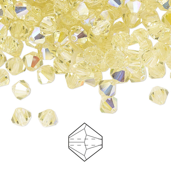Bead 144pk jonquil AB, Preciosa Czech crystal 5mm bicone image number 0