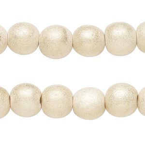 Taiwanese cheesewood 1pkg2, hand-cut painted round bead 15.5-16 inch gold cream 10mm