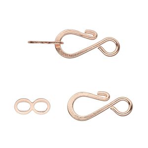 Clasp hook&eye 1pkg100 copper-plated, 12.5x8.5mm flat, brass 1-strand