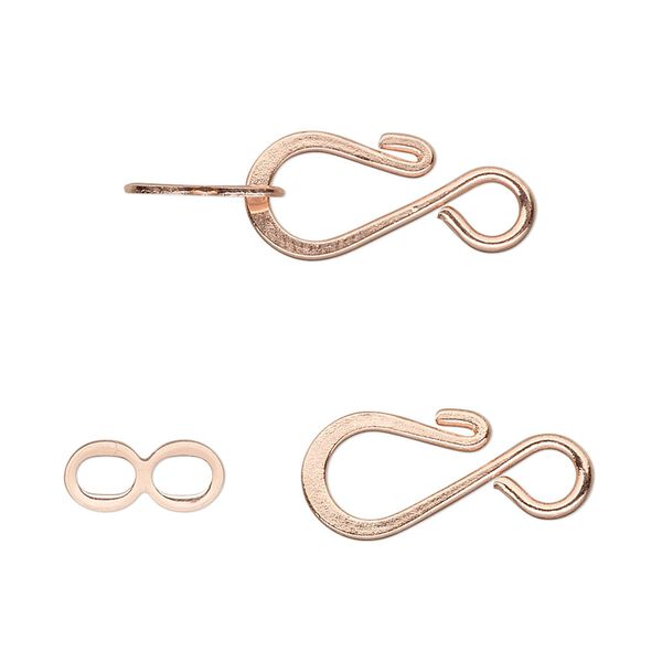 Clasp hook&eye 1pkg100 copper-plated, 12.5x8.5mm flat, brass 1-strand image number 0