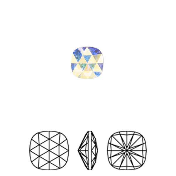 Fancy stone 2pk crystal AB foil back, Crystal Passions® 8mm rose cut cushion 4471 image number 0